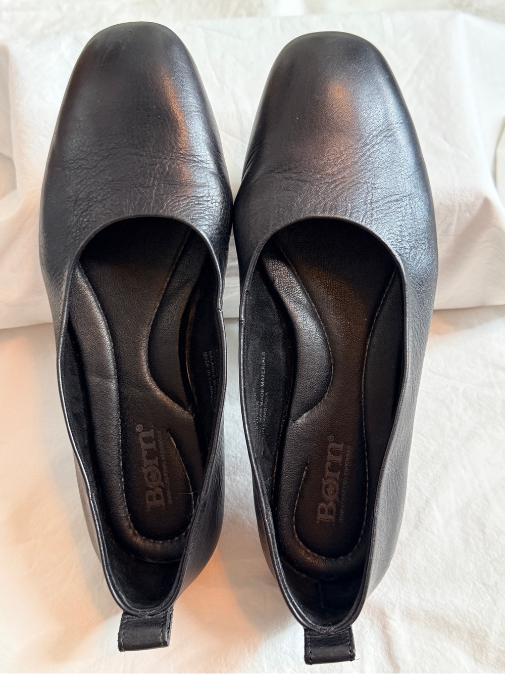 Born Beca Black Leather Ballet Flats Size 6M